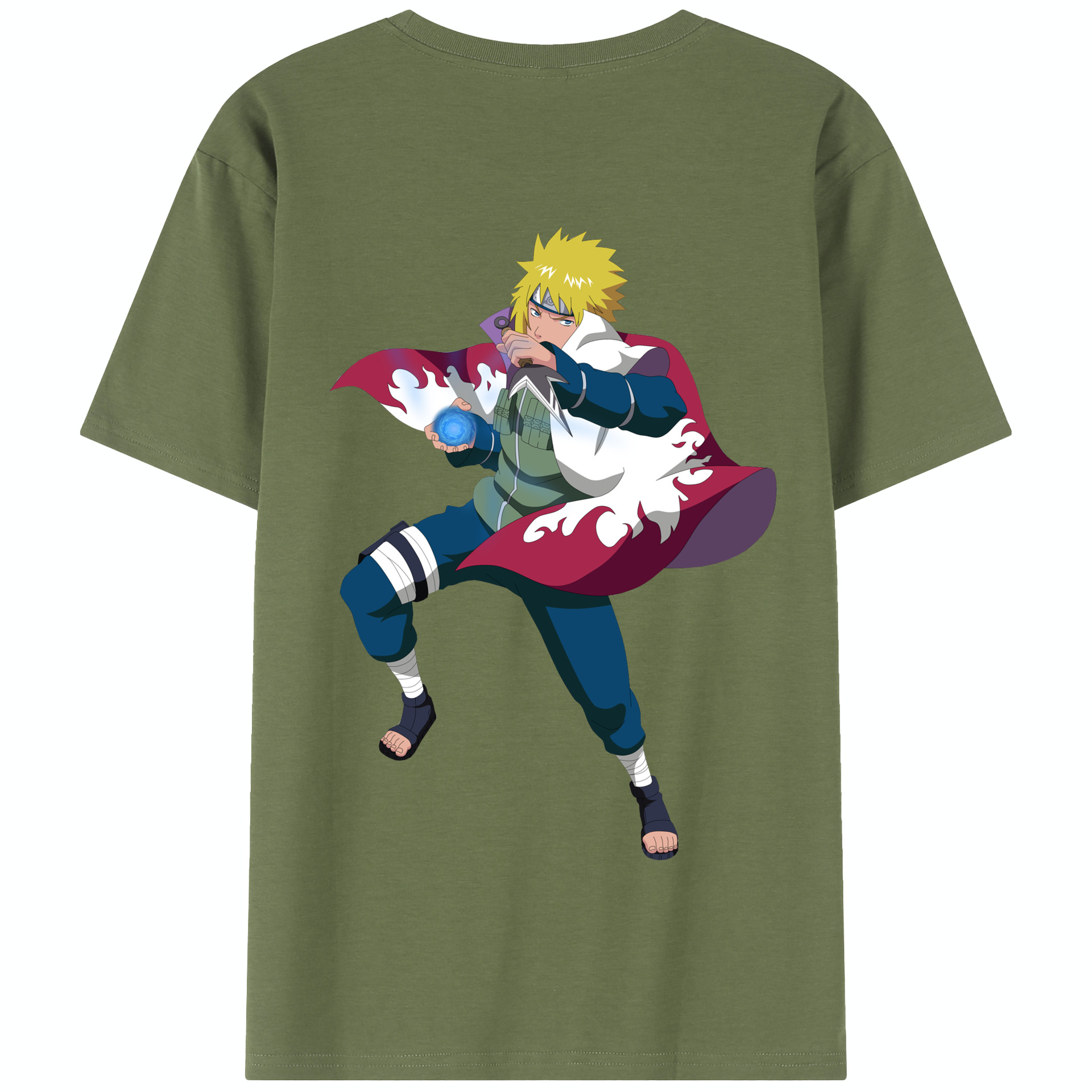 （画像用） NARUTO -ナルト- 波風 ミナト Namikaze Minato 綿100％半袖Tシャツ（背面プリント）